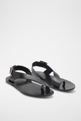 Sandales cuir lanière croisée - Noir