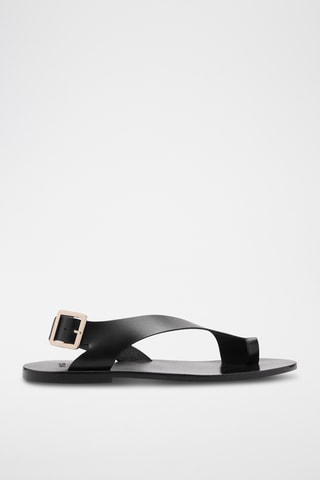 Sandales cuir lanière croisée - Noir