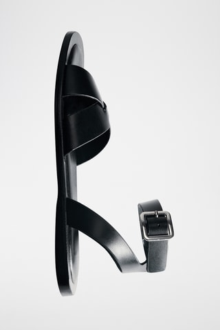 Sandales cuir lanière croisée - Noir