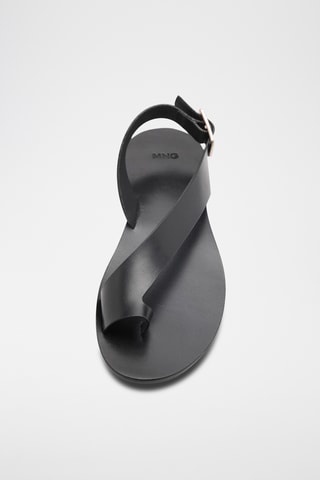 Sandales cuir lanière croisée - Noir