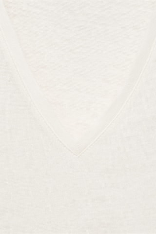 T-shirt lin col V - Blanc