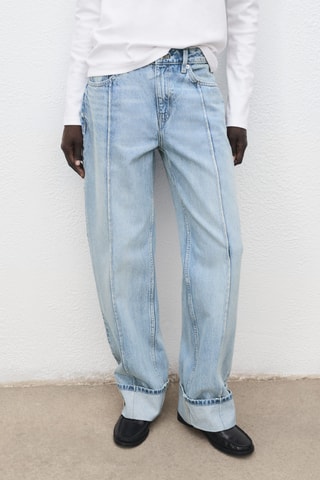 Jean large à revers - Bleu