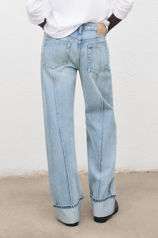Jean large à revers - Bleu
