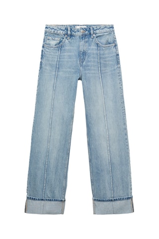 Jean large à revers - Bleu