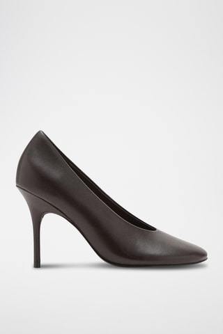 Chaussures à talon en cuir bout pointu - Marron