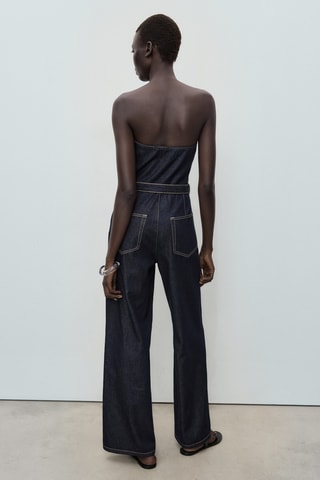 Combinaison denim bustier - Bleu