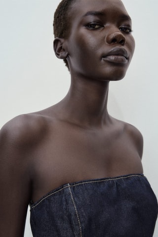 Combinaison denim bustier - Bleu