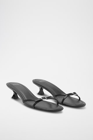 Sandales talon détail boucle - Noir