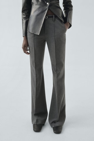 Pantalon droit avec ceinture - Gris