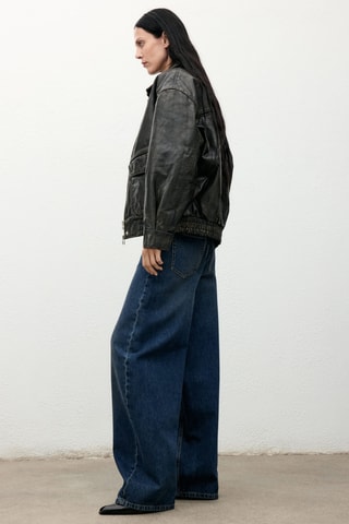 Jean barrel taille normale - Bleu