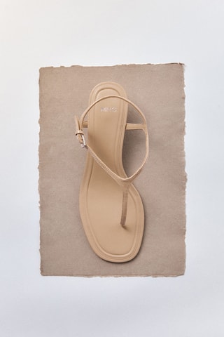 Sandales lanières talon kitten heel - Marron