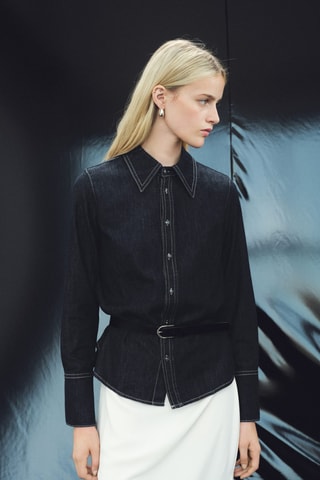 Chemise denim coutures - Bleu