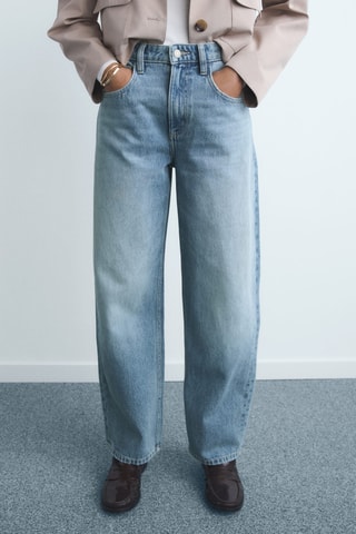 Jean barrel taille haute - Bleu