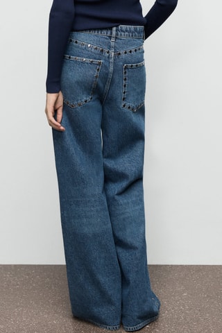 Jean large à clous - Bleu