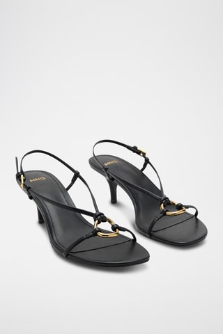 Sandales talon détail anneau - Noir