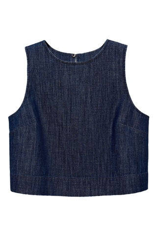 Top crop denim rinse wash - Bleu