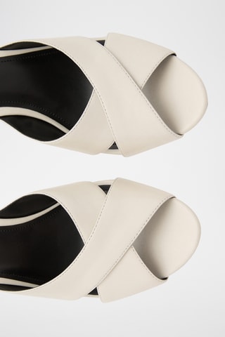Sandales cuir à talon et lanières croisées - Blanc
