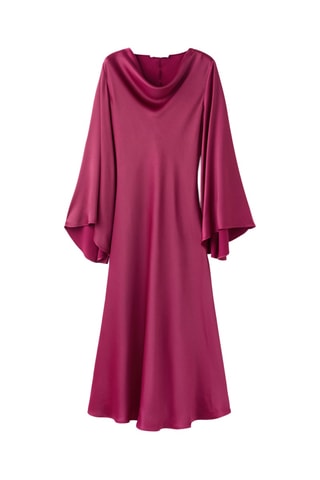 Robe satinée manches cloche - Fuchsia