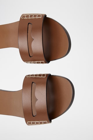 Sandales lanière cuir - Marron
