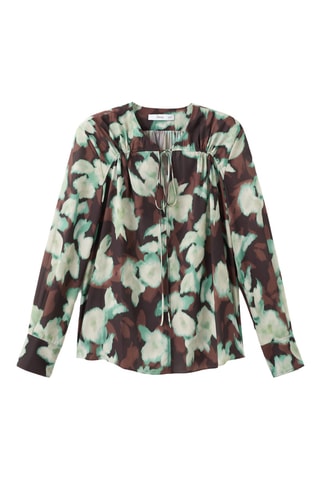 Blouse col en V à nœud - Vert