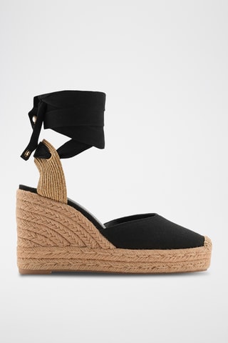 Chaussure à talon compensé avec bride combinée - Noir