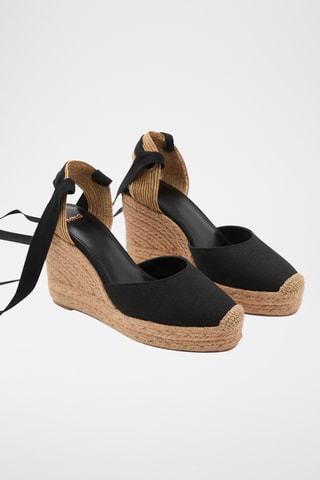 Chaussure à talon compensé avec bride combinée - Noir