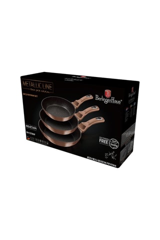 3 frigideiras revestimento mármore Metallic Line Rose gold Collection   20, 24 e 28 cm