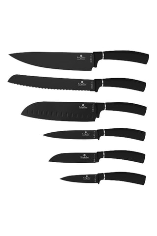 6 facas em aço inoxidável Matt Black