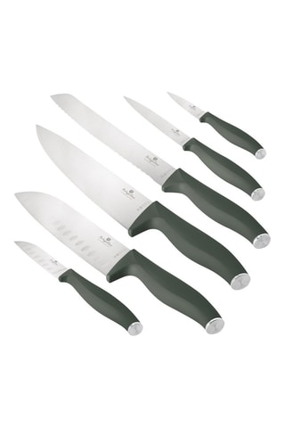 6 facas em aço inoxidável Matte Green