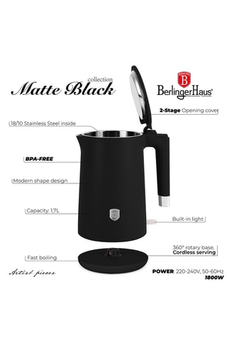Chaleira sem fio em aço inoxidável Black Vintage - 1,7 l - 1800 W