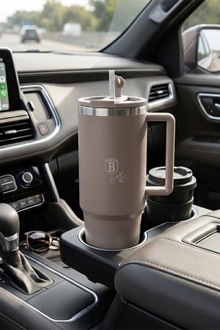 Caneca de viagem em aço inoxidável Matt Taupe - 1 l