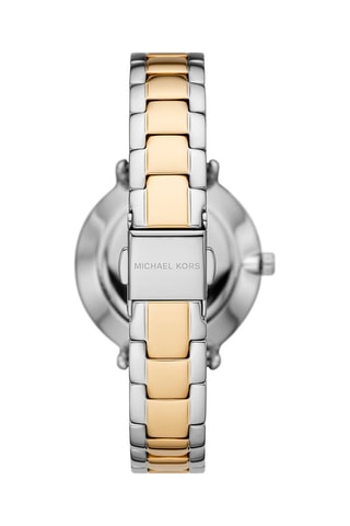 Estuche reloj de cuarzo de acero, pulsera y dormilonas - Dorado y plateado