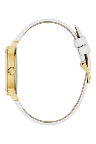 Reloj de cuarzo de piel - Blanco y dorado