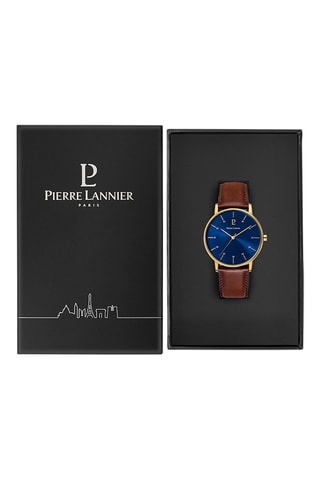 Reloj de cuarzo de piel - Marrón y dorado