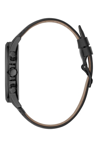 Reloj de cuarzo de piel - Taquímetro y cronógrafo - Negro