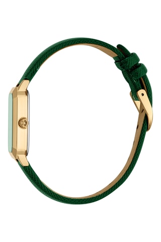 Reloj de cuarzo de piel - Verde y dorado