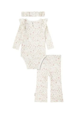 Conjunto de 3 peças - Branco e rosa