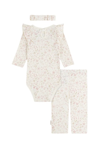 Conjunto de 3 peças - Branco e rosa
