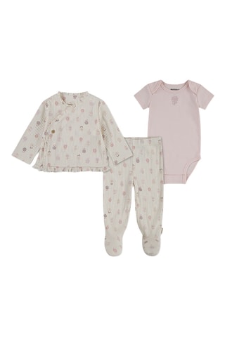 Conjunto de 3 peças - Branco e rosa