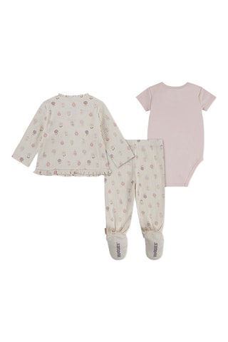 Conjunto de 3 peças - Branco e rosa