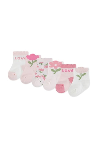 6 pares de meias - Rosa
