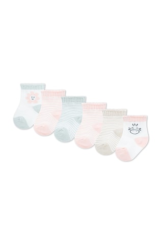 6 pares de meias - Branco e bege