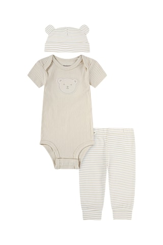 Conjunto de 3 peças - Bege e branco