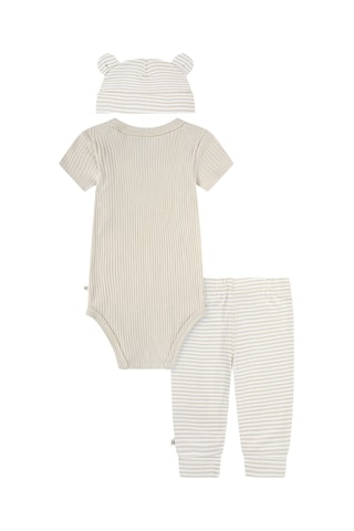 Conjunto de 3 peças - Bege e branco