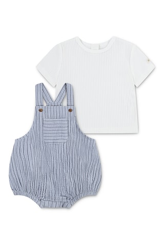 T-shirt e jardineiras curtas - Azul
