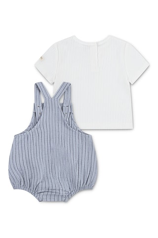 T-shirt e jardineiras curtas - Azul