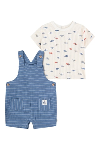 T-shirt e jardineiras curtas - Azul