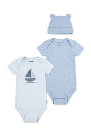 2 bodies e gorro - Azul