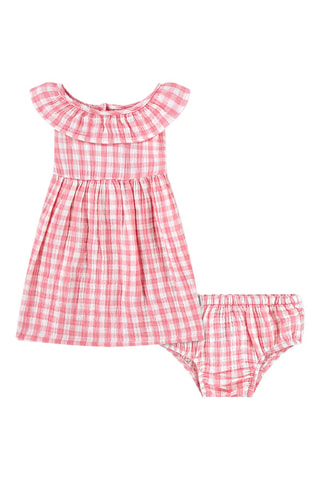 Vestido sem mangas e bloomer - Vermelho e branco