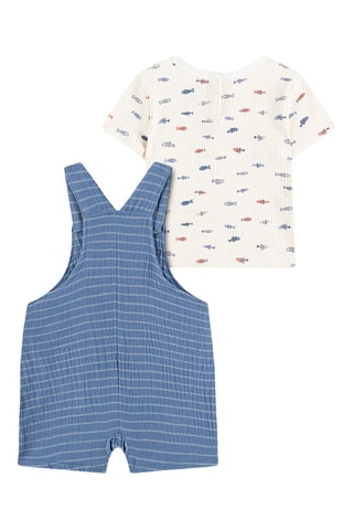 T-shirt e jardineiras curtas - Azul